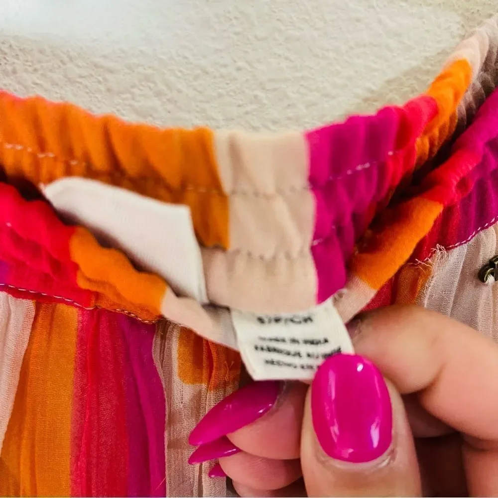 EUC Roxy Pink and Orange Chiffon High Low Maxi Skirt Small
